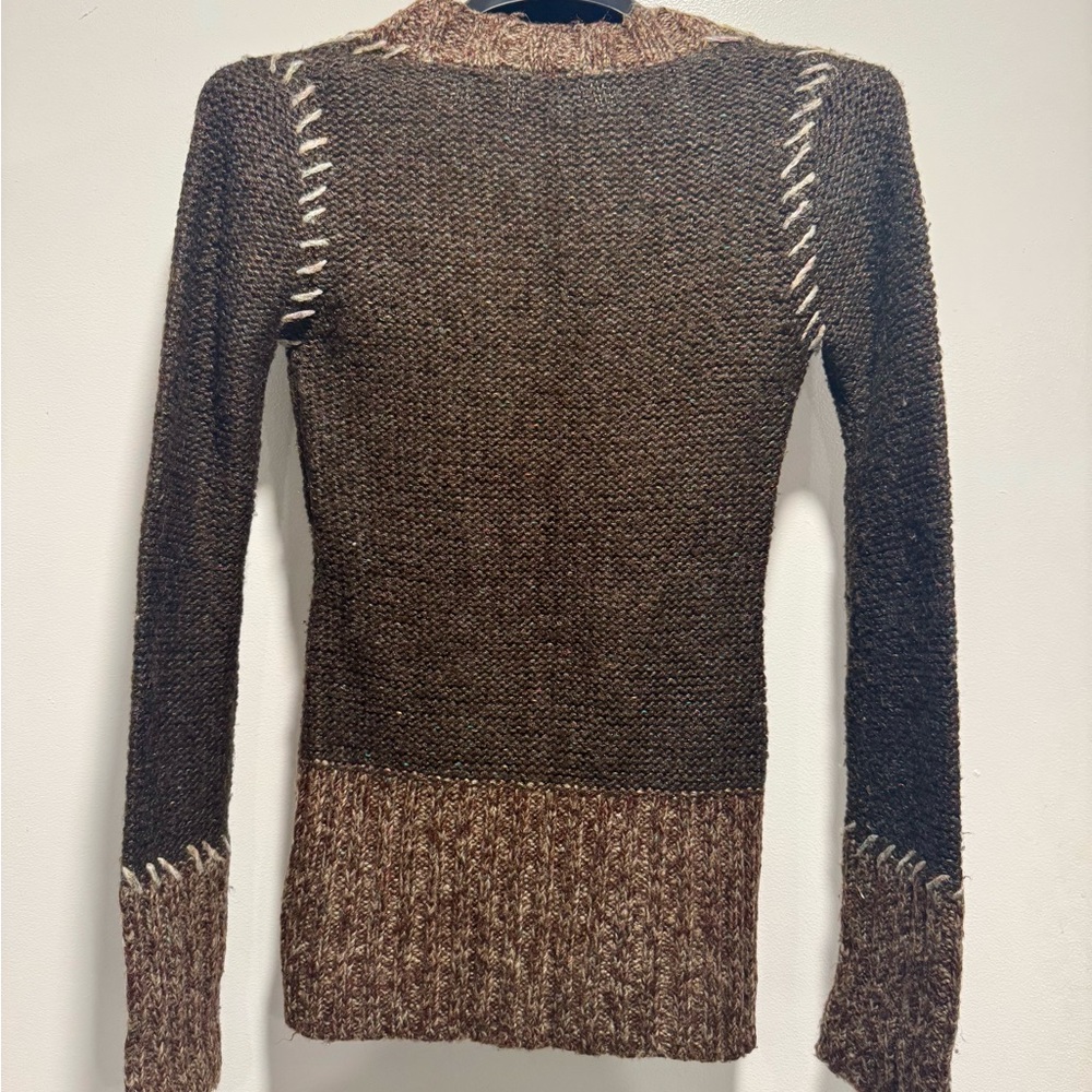 BKE V-Neck Sweater in Brown and Cream - Picture 2 of 2
